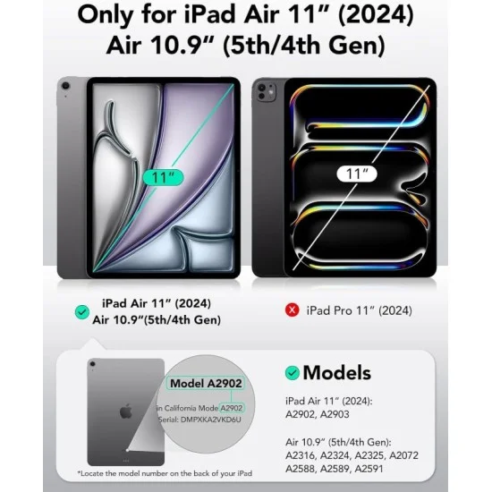 Esr Ipad Air 11" 2024 Rebound Hybrid 360 Case - Black